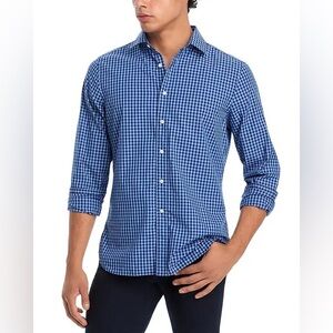 The Men's Store Navy Checkered Button Down Shirt